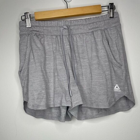 Reebok- Grey/Purple Athletic Shorts with Pockets - Picture 1 of 2